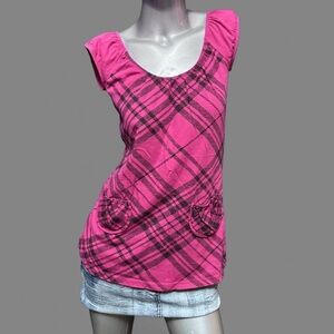 Almost Famous Vintage Y2K Plaid Baby Doll Shirt